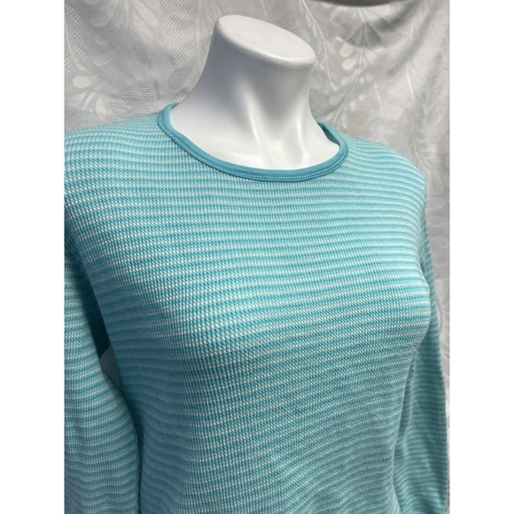 Victoria's Secret T Shirt Sz S Green Long Sleeves Stripes Cotton Night Shirt? - Picture 2 of 10